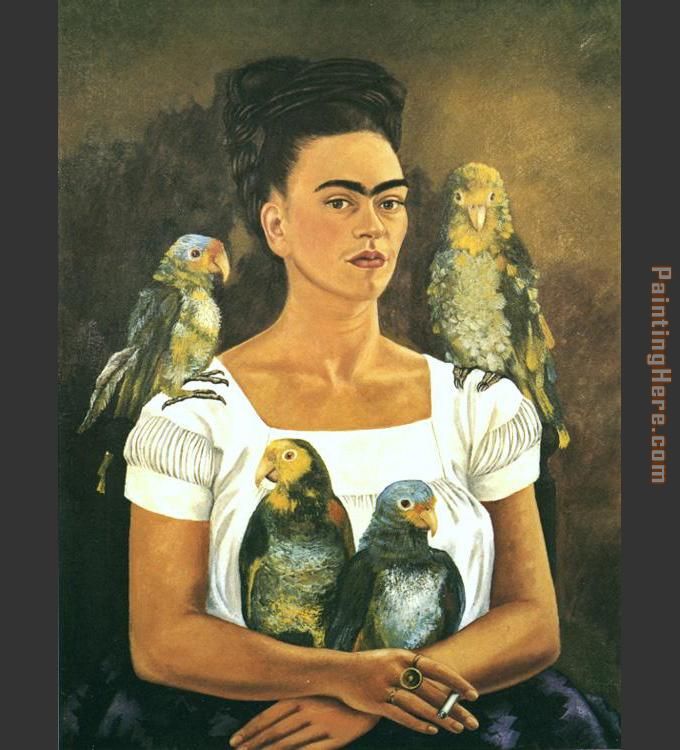 Frida Kahlo Me and My Parrots
